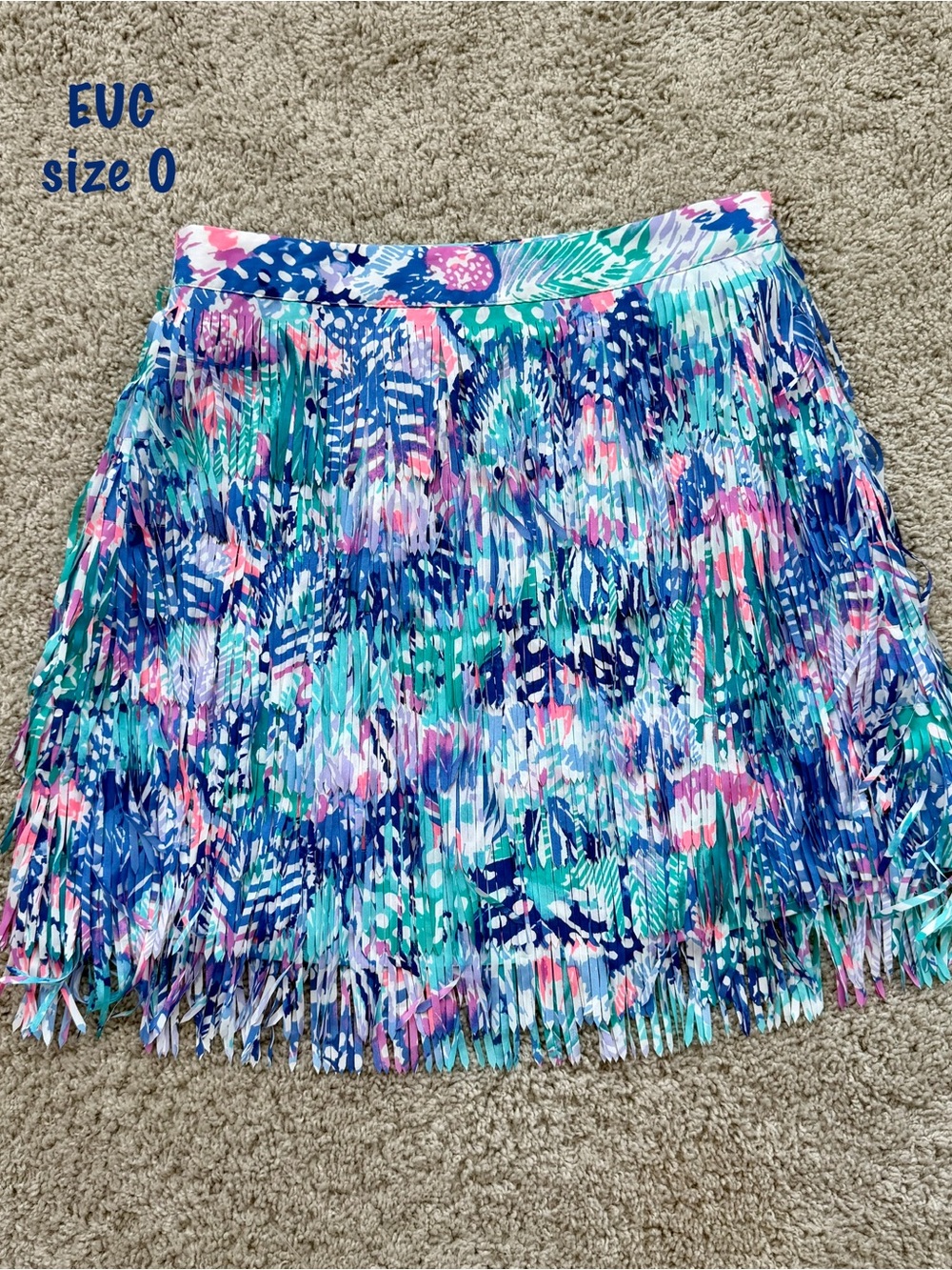 🦄🦄 Lilly Pulitzer Kelsie Fringe Skirt in the "Quill Out" print